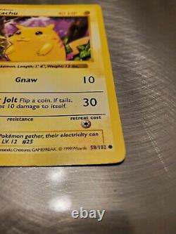 1999 1st Edition Pokemon Card Shadowless Pikachu 58/102 Very Rare