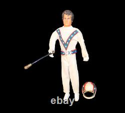 1st Edition Evel Knievel Figure (Gray Streaks) WithRams Head Helmet! Very Rare 70s