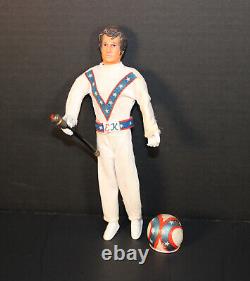 1st Edition Evel Knievel Figure (Gray Streaks) WithRams Head Helmet! Very Rare 70s