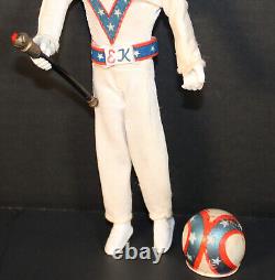 1st Edition Evel Knievel Figure (Gray Streaks) WithRams Head Helmet! Very Rare 70s