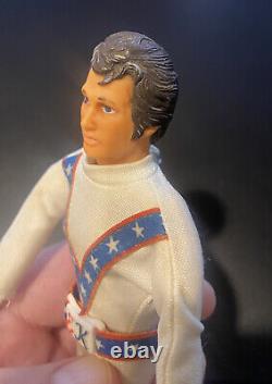 1st Edition Evel Knievel Figure (Gray Streaks) WithRams Head Helmet! Very Rare 70s