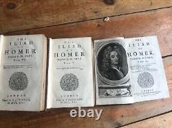 6 POCKET VOLUMES First Edition HOMER'S ILIAD POPE PRINTED 1718 & 1729 VERY RARE