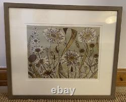 ANGIE LEWIN Floral WOODCUT VERY RARE EARLY EDITION 6/10 PRINT Framed