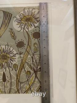 ANGIE LEWIN Floral WOODCUT VERY RARE EARLY EDITION 6/10 PRINT Framed