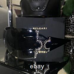 Bvlgari Sunglasses 651-B Black Swarovski Crystal Limited Edition VERY RARE