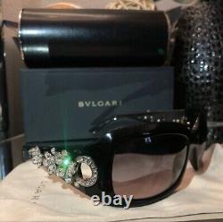 Bvlgari Sunglasses Swarovski Crystal Limited Edition 856-B Black VERY RARE