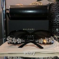 Bvlgari Sunglasses Swarovski Crystal Limited Edition 856-B Black VERY RARE