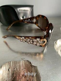 Bvlgari Sunglasses Swarovski Crystal Limited Edition 856-B Gold Brown VERY RARE
