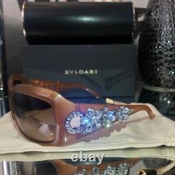 Bvlgari Sunglasses Swarovski Crystal Limited Edition 856-B Light Brown VERY RARE