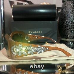 Bvlgari Sunglasses Swarovski Crystal Limited Edition 856-B Light Brown VERY RARE