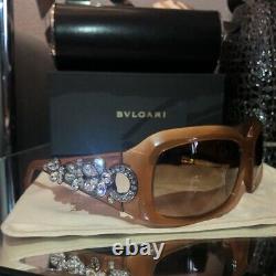 Bvlgari Sunglasses Swarovski Crystal Limited Edition 856-B Light Brown VERY RARE