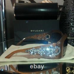 Bvlgari Sunglasses Swarovski Crystal Limited Edition 856-B Light Brown VERY RARE