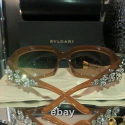 Bvlgari Sunglasses Swarovski Crystal Limited Edition 856-B Light Brown VERY RARE