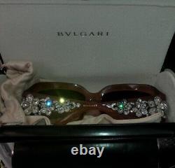 Bvlgari Sunglasses Swarovski Crystal Limited Edition 856-B Light Brown VERY RARE