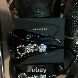 Bvlgari Sunglasses Swarovski Crystal Limited Edition 857-B Black VERY RARE