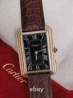 Cartier Tank Jumbo Stepped Very Rare NEW YORK Edition Black Dial