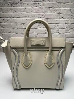 Celine Luggage Nano Shopper White Colorful Stitching Limited edition Very rare K