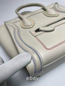 Celine Luggage Nano Shopper White Colorful Stitching Limited edition Very rare K