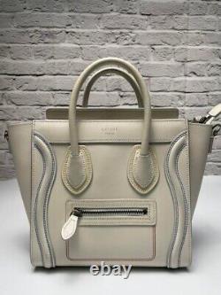 Celine Luggage Nano Shopper White Colorful Stitching Limited edition Very rare K