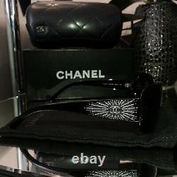 Chanel Sunglasses Black 6026-B Limited Edition Swarovski Crystal VERY RARE