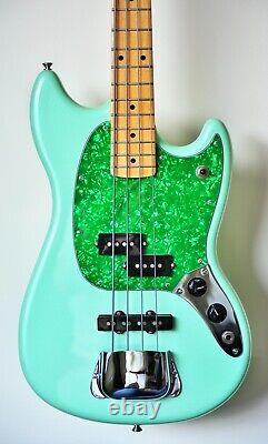 Fender Mustang PJ bass. Rare very limited edition in surf pearl. Unused and mint