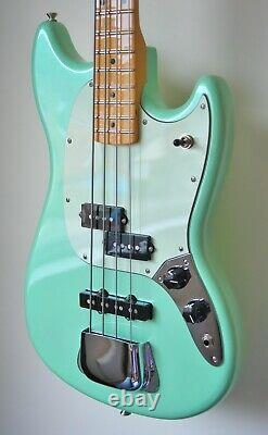 Fender Mustang PJ bass. Rare very limited edition in surf pearl. Unused and mint