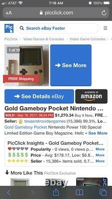 Gameboy Pocket Gold 100 Nintendo Power Edition Game Boy NP100 VERY RARE