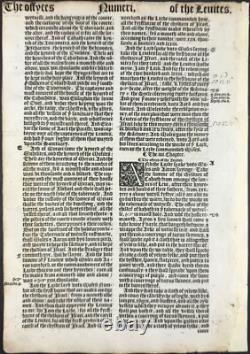 Great Bible Leaf 1539, Numbers 2 4, 1st Edition, Very Rare