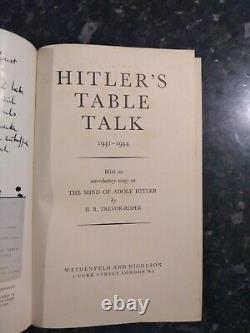 Hitler's Table Talk Very Rare 1953 1st edition Unclipped DJ. Good Condition