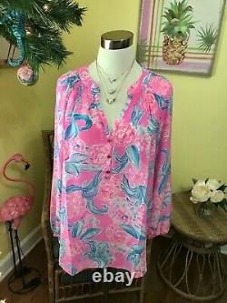 Lilly Pulitzer NWT Elsa Silk Top Pinking Positive Size XL VERY RARE EDITION