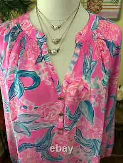 Lilly Pulitzer NWT Elsa Silk Top Pinking Positive Size XL VERY RARE EDITION