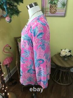 Lilly Pulitzer NWT Elsa Silk Top Pinking Positive Size XL VERY RARE EDITION