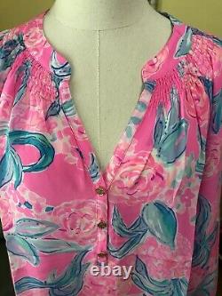 Lilly Pulitzer NWT Elsa Silk Top Pinking Positive Size XL VERY RARE EDITION