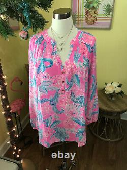 Lilly Pulitzer NWT Elsa Silk Top Pinking Positive Size XL VERY RARE EDITION