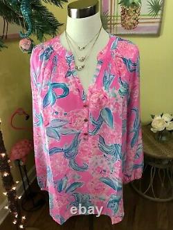 Lilly Pulitzer NWT Elsa Silk Top Pinking Positive Size XL VERY RARE EDITION