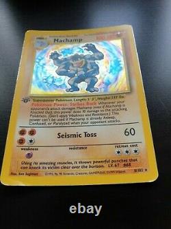 Machamp, Very Rare Shiny Pokemon Card, 8/102, 1995/1996/1998, First Generation