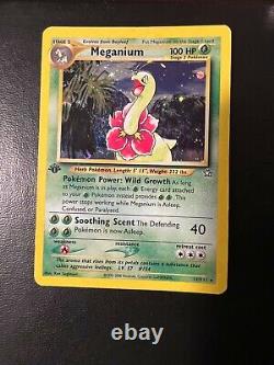 Meganium 11/111- 1st Edition-HOLO Pokemon Card Neo Genesis-Very Good Condition