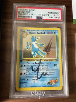 Pokémon Misty's Golduck First Edition signed + Leonhart gold card (VERY RARE!)