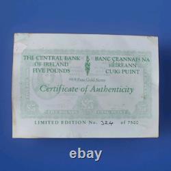 Pure Gold Irish £5 Five Punt Framed Bank Note Very Rare Ltd Edition Framed