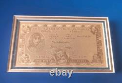Pure Gold Irish £5 Five Punt Framed Bank Note Very Rare Ltd Edition Framed