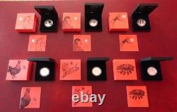 Royal Mint Lunar year 1oz silver coins very rare FULL SET with COA Ltd Edition