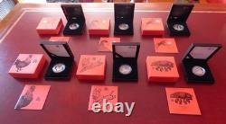 Royal Mint Lunar year 1oz silver coins very rare FULL SET with COA Ltd Edition