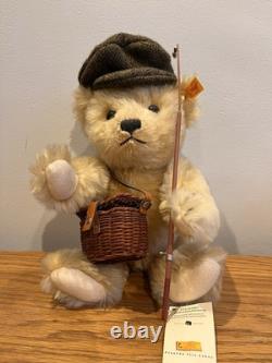 Steiff Bear Angling Fishing Rod And Basket, Very Rare Steiff Limited Edition