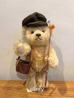 Steiff Bear Angling Fishing Rod And Basket, Very Rare Steiff Limited Edition