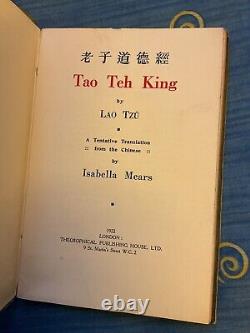 Tao Teh King, By Lao Tzu Laozi, VERY RARE 1922 EDITION