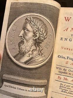 The Works Of Anacreon, VERY RARE 1735 EDITION, ANTIQUE, Sappho, Addison