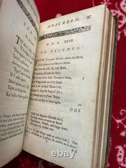 The Works Of Anacreon, VERY RARE 1735 EDITION, ANTIQUE, Sappho, Addison