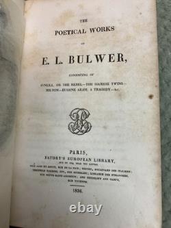 VERY RARE 1836 The Poetical Works Of Bulwer, Baudry Edition, Leatherbound
