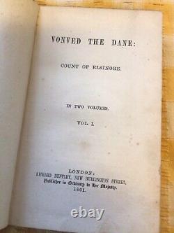 VERY RARE 1861 First Edition 2 VOLUMES Vonved the Dane Count of Elsinore