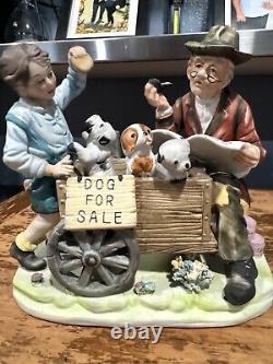 VERY RARE Arnart Collectors Edition Porcelain'Dog For Sale' missing umbrella